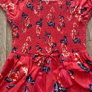 Justice tropical coral dress 100% viscose/rayonne